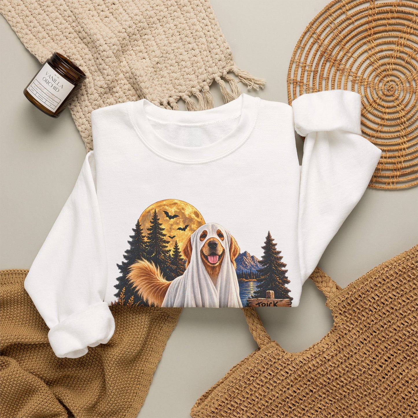 Golden Retriever Ghost Halloween Sweatshirt