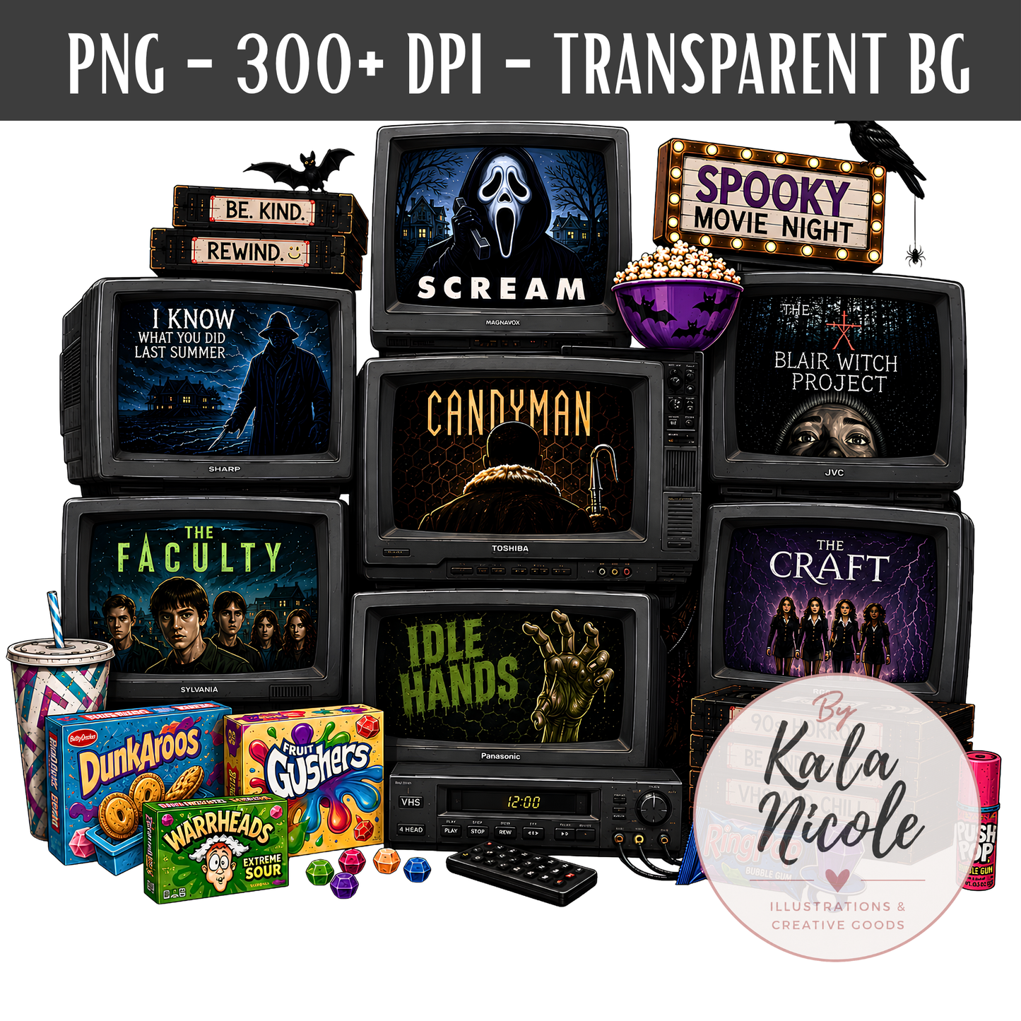 90s Spooky Movie Night PNG