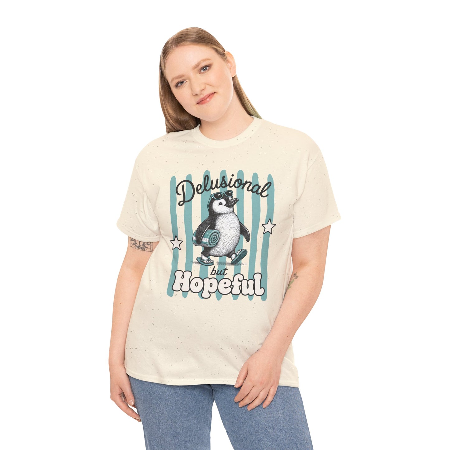 Delusional But Hopeful Retro Penguin Graphic Tee