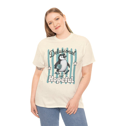 Delusional But Hopeful Retro Penguin Graphic Tee