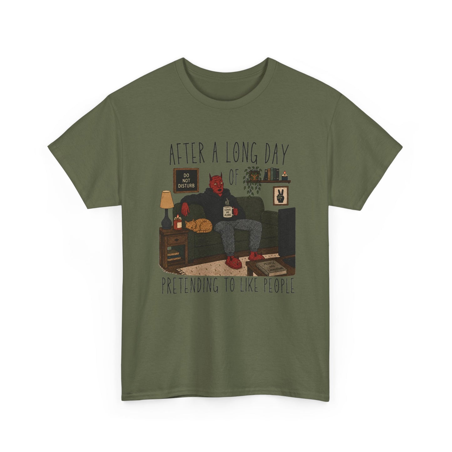 Introvert Humor T-Shirt — "After a Long Day of Pretending to Like People" Graphic Tee