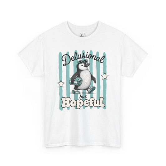 Delusional But Hopeful Retro Penguin Graphic Tee