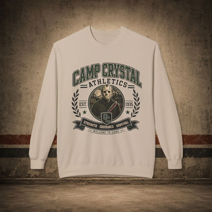 Camp Crystal College Crewneck Sweatshirt – Retro Horror School Logo