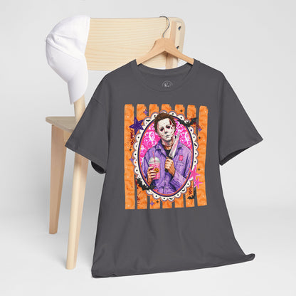 Halloween Michael Myers Portrait Tee — Colorful Spooky Horror Shirt
