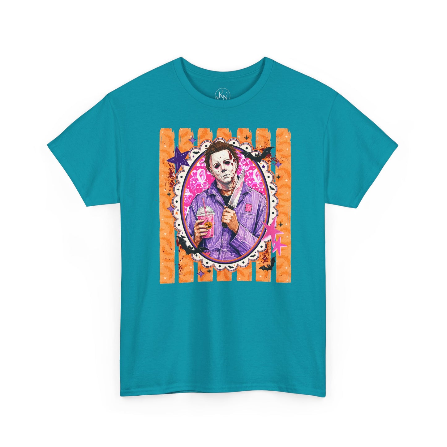 Halloween Michael Myers Portrait Tee — Colorful Spooky Horror Shirt