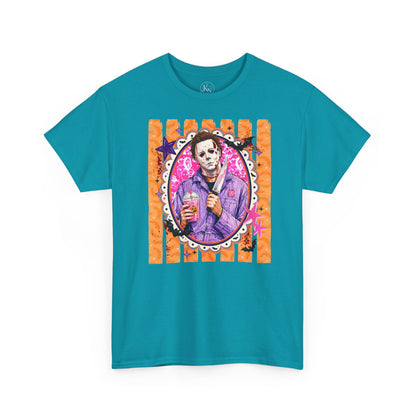 Halloween Michael Myers Portrait Tee — Colorful Spooky Horror Shirt