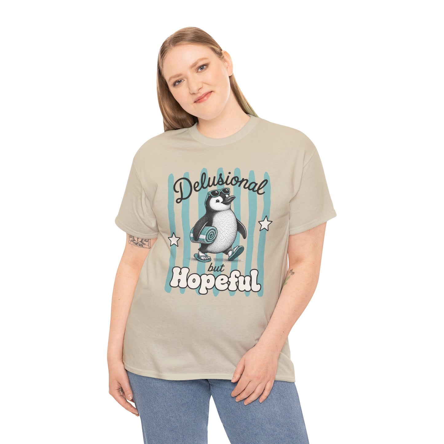 Delusional But Hopeful Retro Penguin Graphic Tee