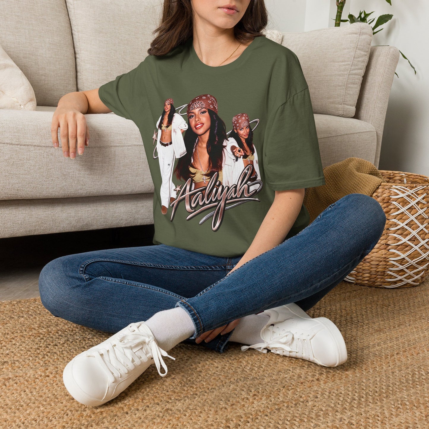 Aaliyah Tribute T-Shirt — Vintage 90s R&B Bandana Graphic Tee
