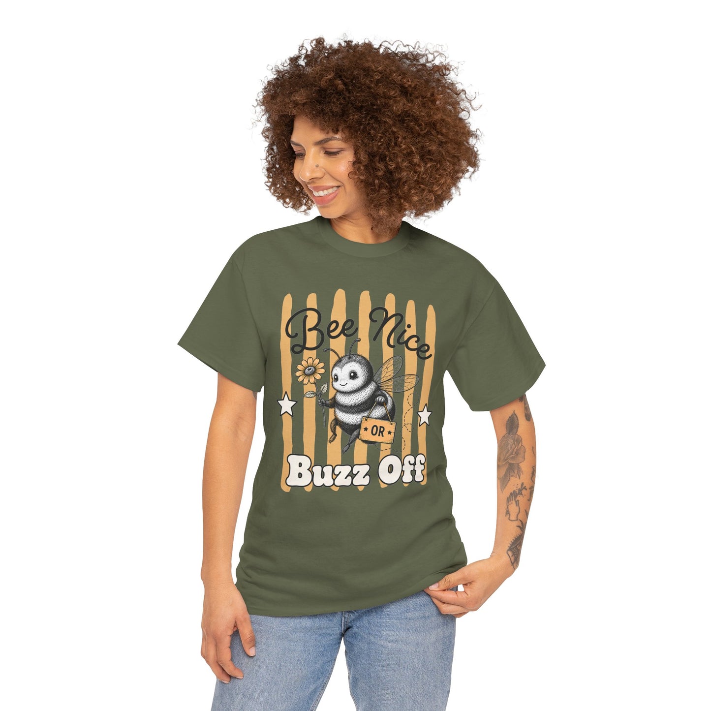 Bee Nice or Buzz Off Retro Bee Graphic Tee