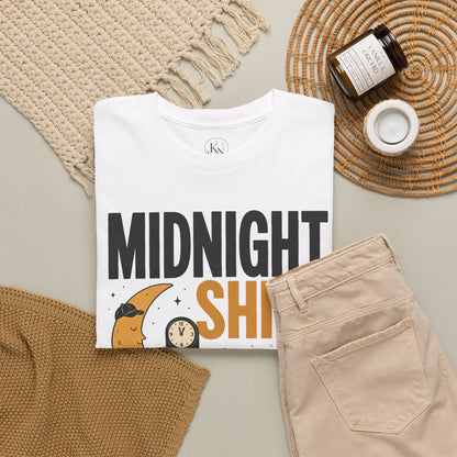 Midnight Shift Pop Art Tee — Moon & Stars 'Clocking In' Night Tee