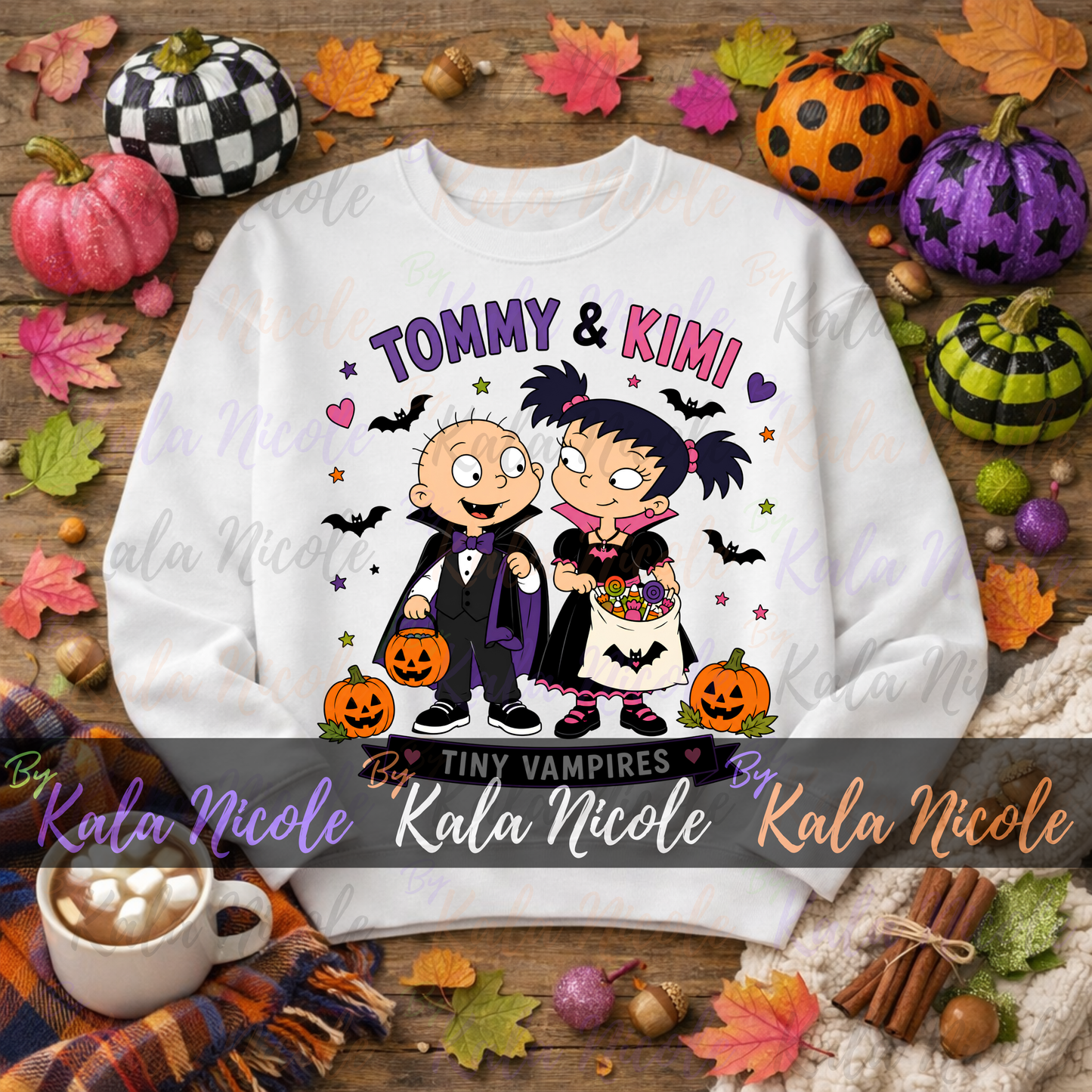 90s Cartoon Halloween Vampire Couple PNG