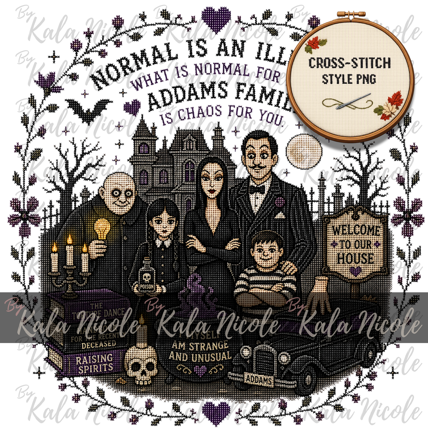 Addams Family Cross-Stitch PNG | Normal is an Illusion