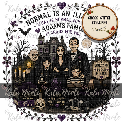 Addams Family Cross-Stitch PNG | Normal is an Illusion