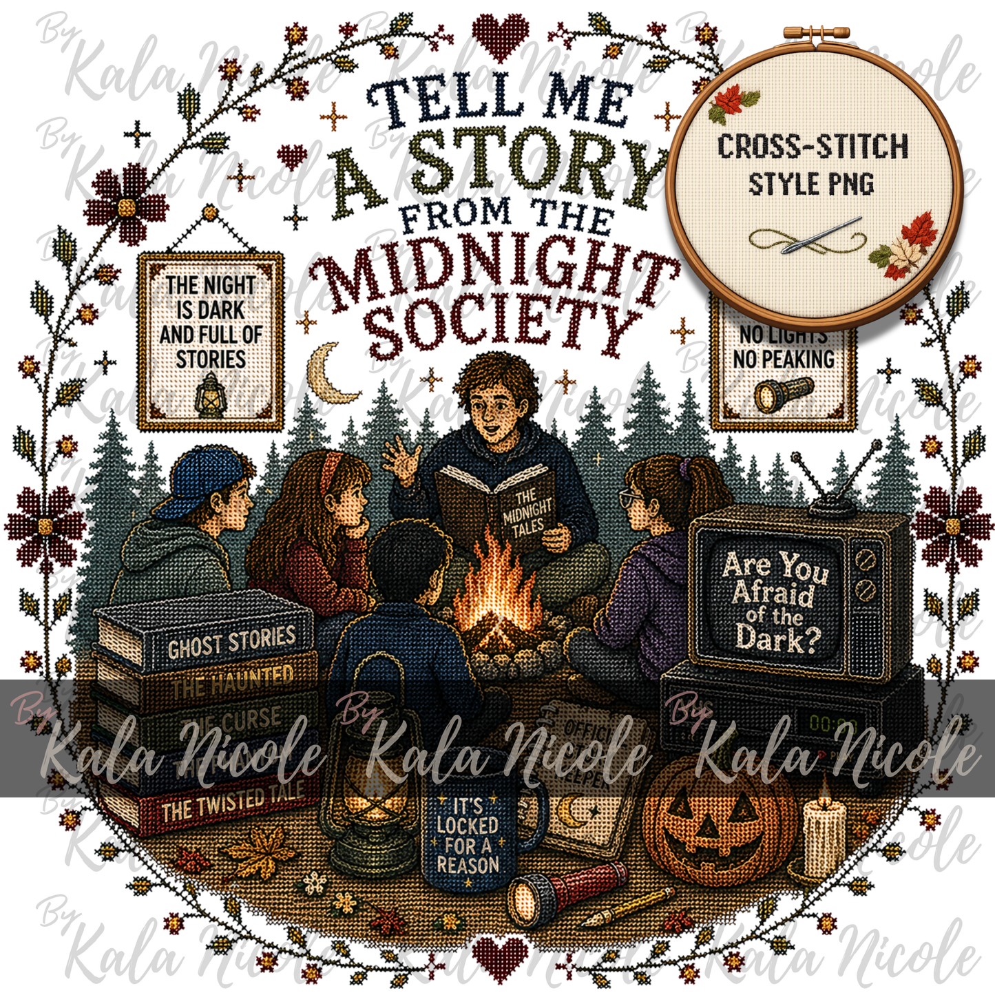 Are You Afraid of the Dark Cross-Stitch PNG | Midnight Society