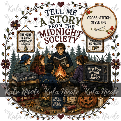 Are You Afraid of the Dark Cross-Stitch PNG | Midnight Society