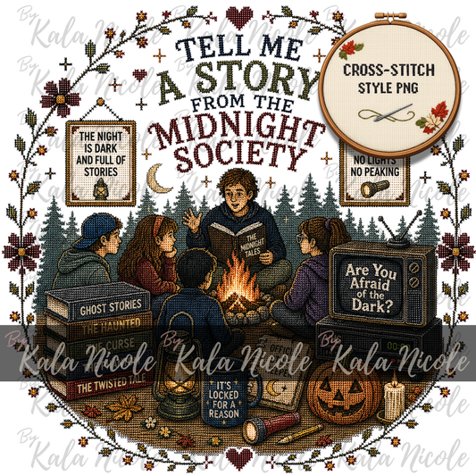 Are You Afraid of the Dark Cross-Stitch PNG | Midnight Society