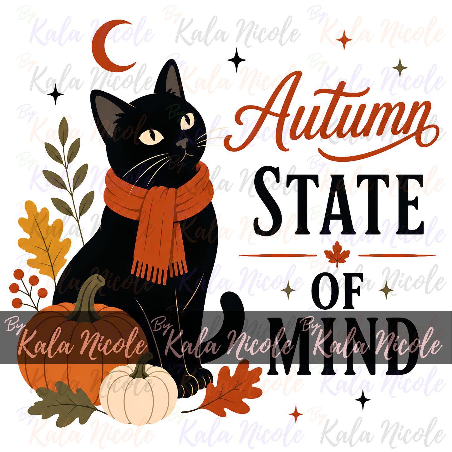 Black Cat PNG | Autumn State of Mind PNG