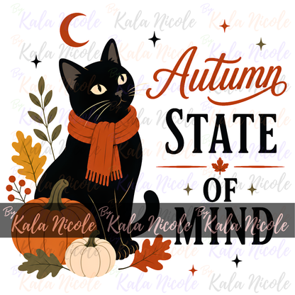 Black Cat PNG | Autumn State of Mind PNG