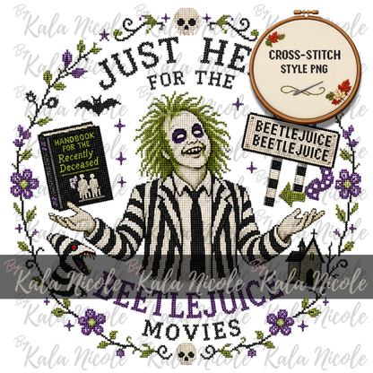 Just Here for the Movies Cross-Stitch PNG | Beetlejuice