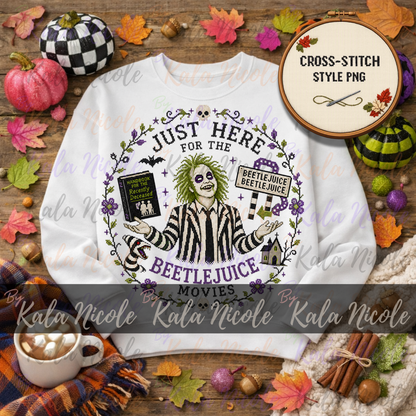 Just Here for the Movies Cross-Stitch PNG | Beetlejuice