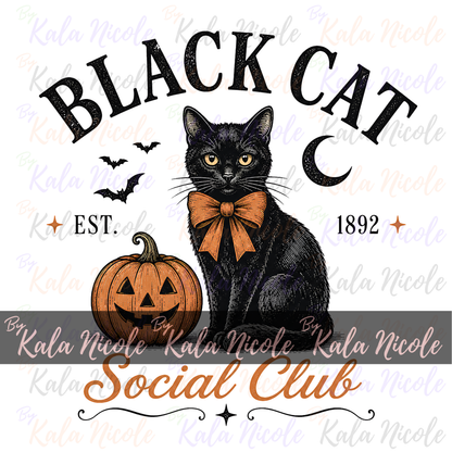 Black Cat Social Club PNG | Fall Halloween