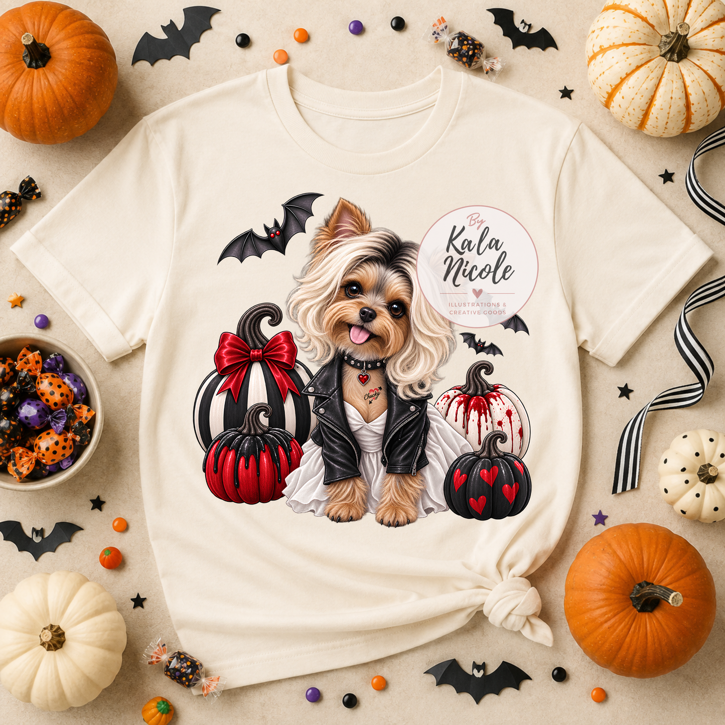 Yorkshire Terrier Bride of Chucky Halloween PNG