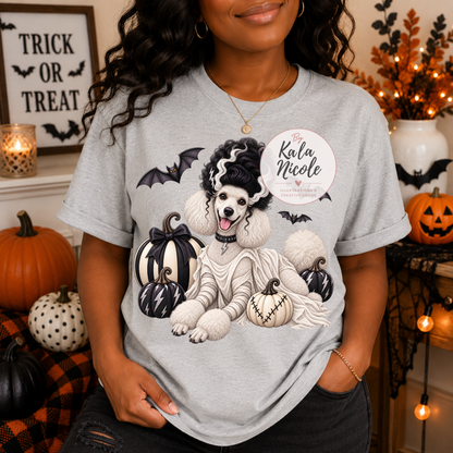 White Poodle Bride of Frankenstein Halloween PNG