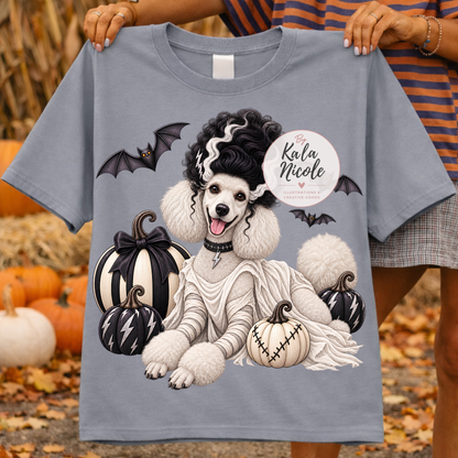 White Poodle Bride of Frankenstein Halloween PNG