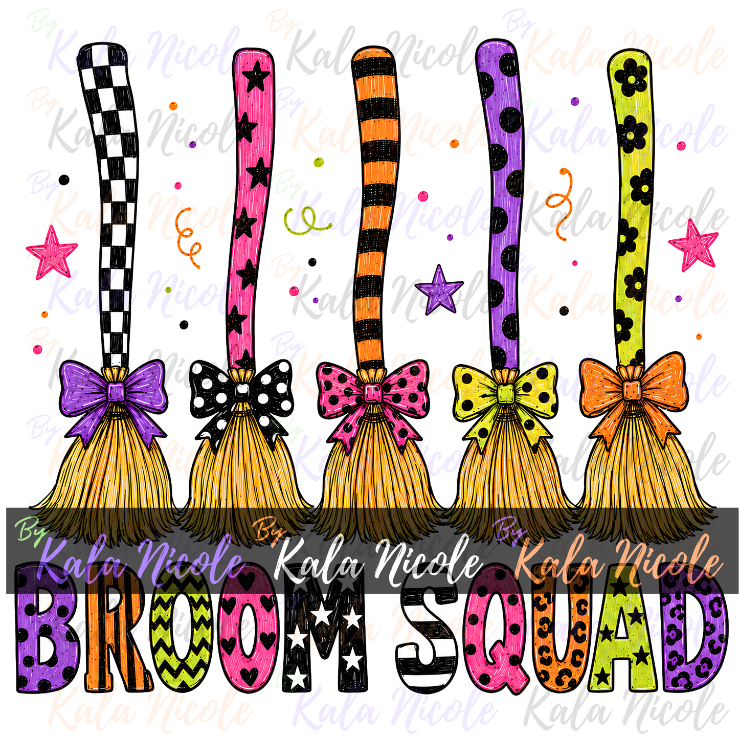Broom Squad PNG Bundle | Trendy Halloween PNG | Fall PNG | Cute Witch Clipart (Digital Download)