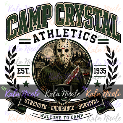 Camp Crystal Athletics PNG | Vintage College Horror PNG