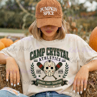 Camp Crystal Athletics Summer Camp PNG | Vintage College Horror PNG