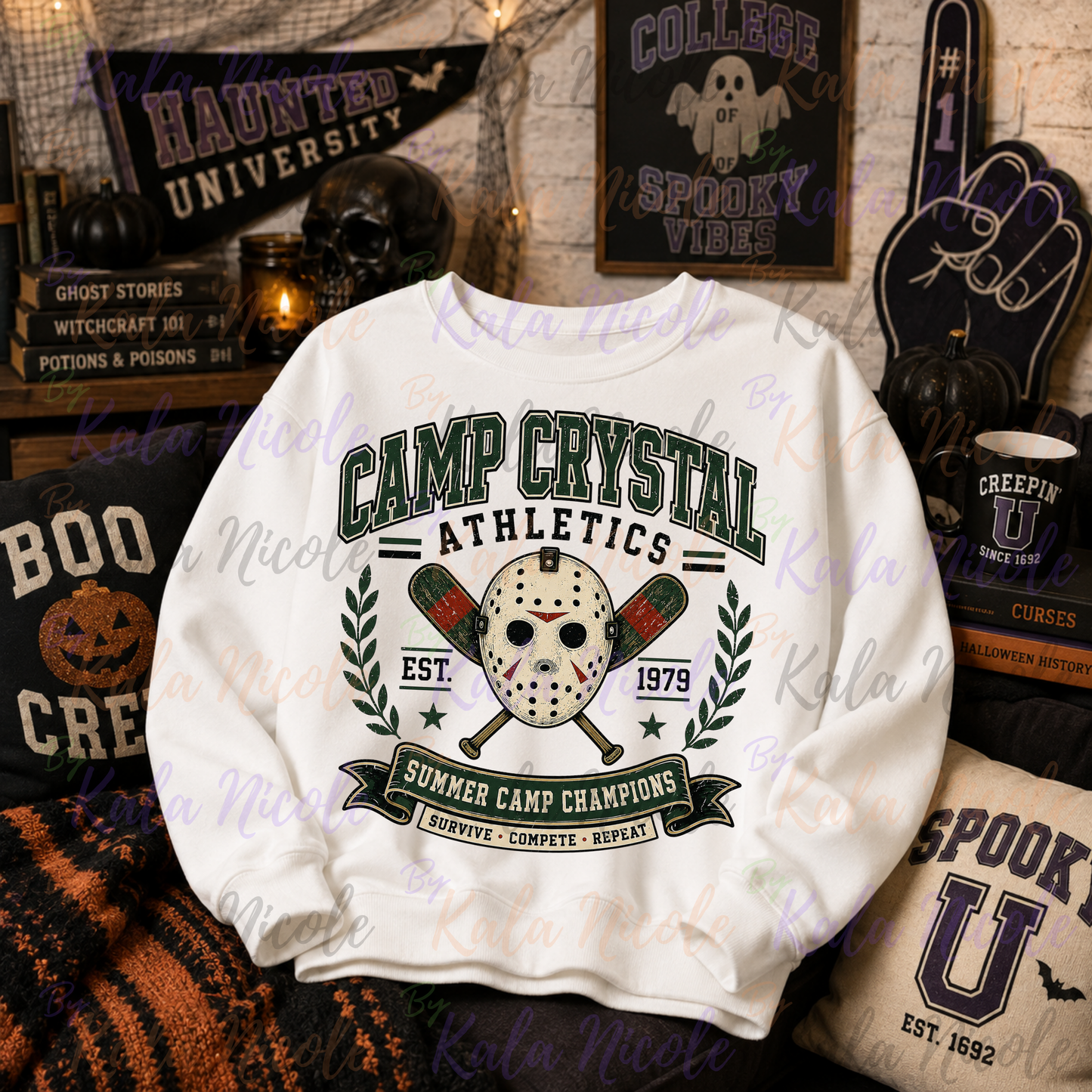 Camp Crystal Athletics Summer Camp PNG | Vintage College Horror PNG