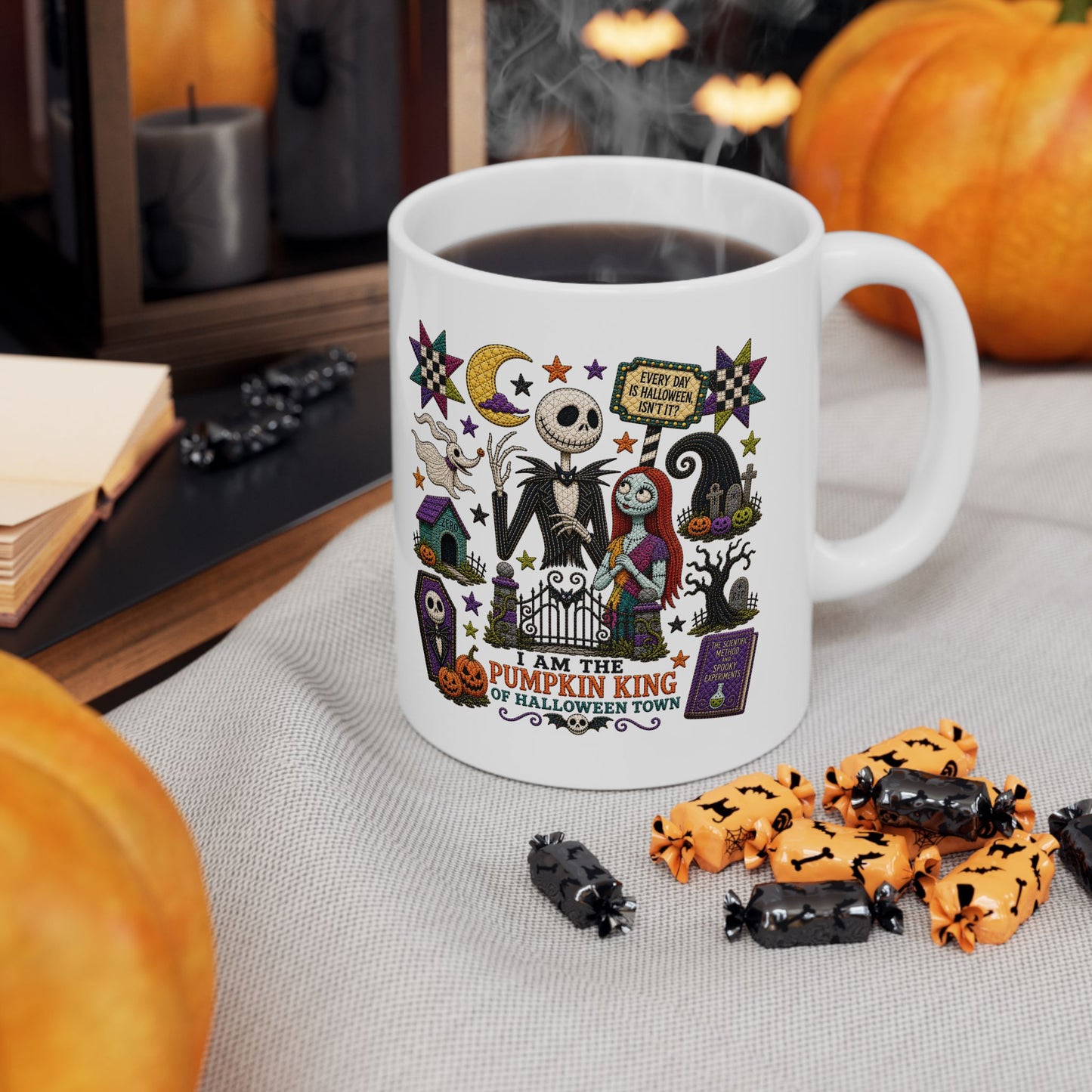 Quilt Style Skeleton King Halloween PNG