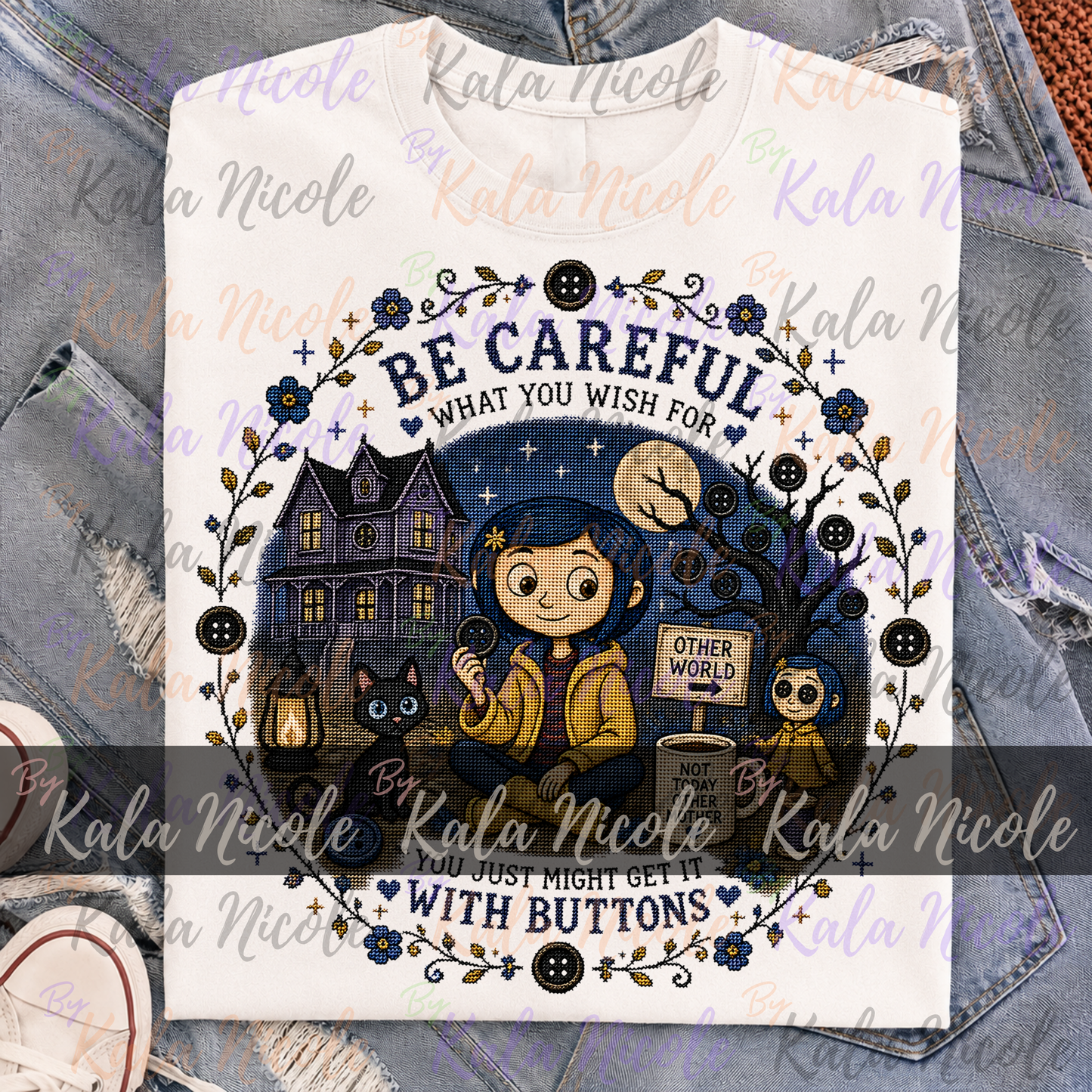 Coraline Cross-Stitch PNG | Be Careful