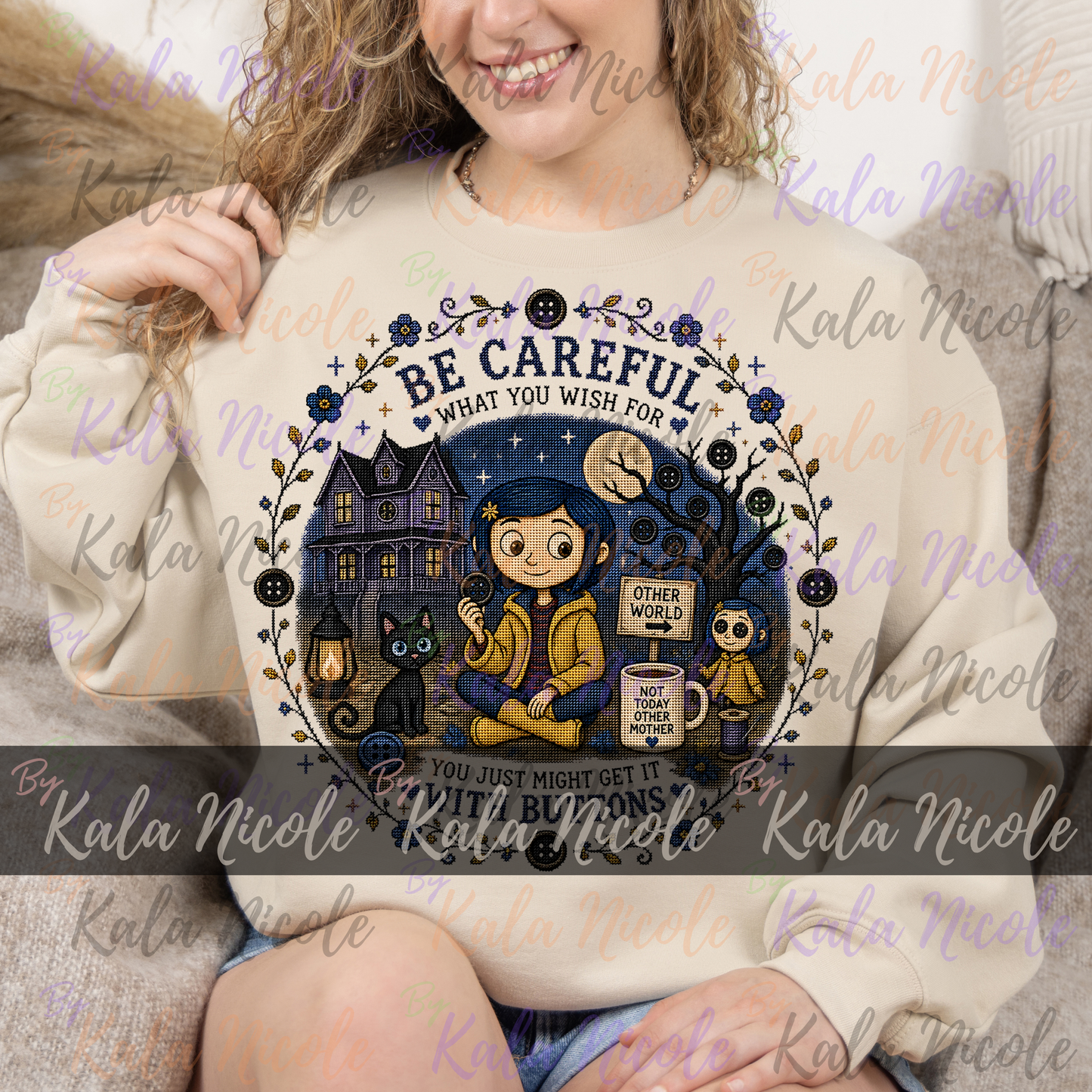 Coraline Cross-Stitch PNG | Be Careful