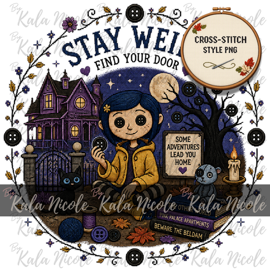 Coraline Cross-Stitch PNG | Stay Weird