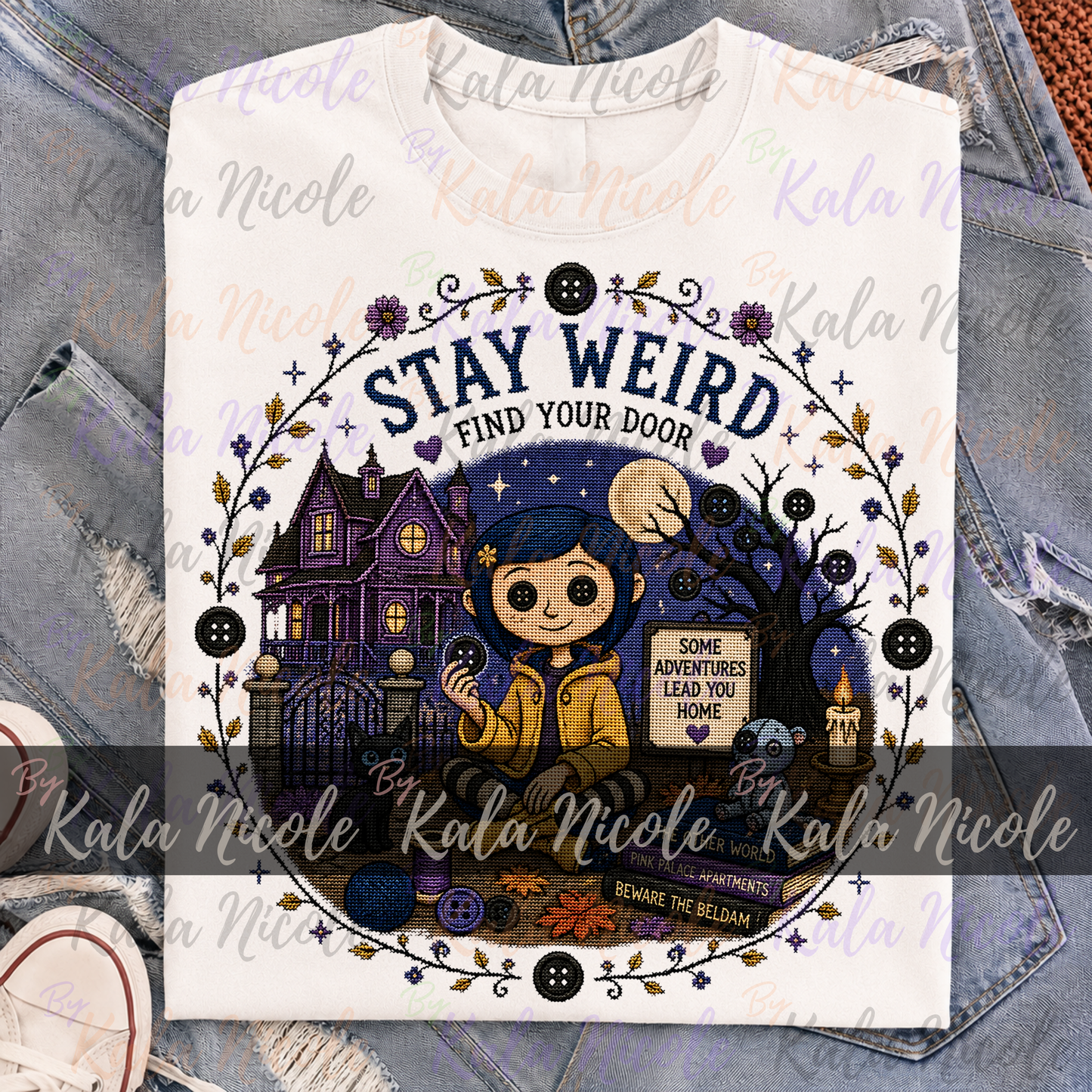 Coraline Cross-Stitch PNG | Stay Weird