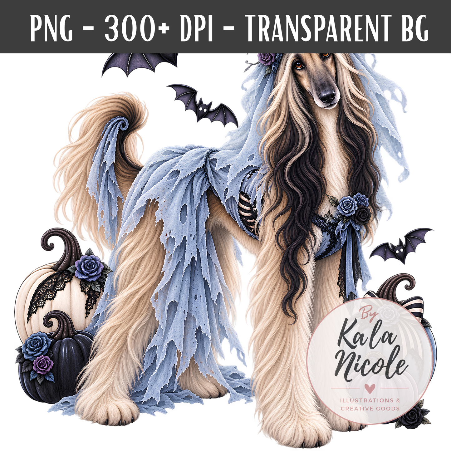 Afghan Hound Corpse Bride Halloween PNG