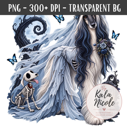 Afghan Hound Corpse Bride Halloween PNG Version 2