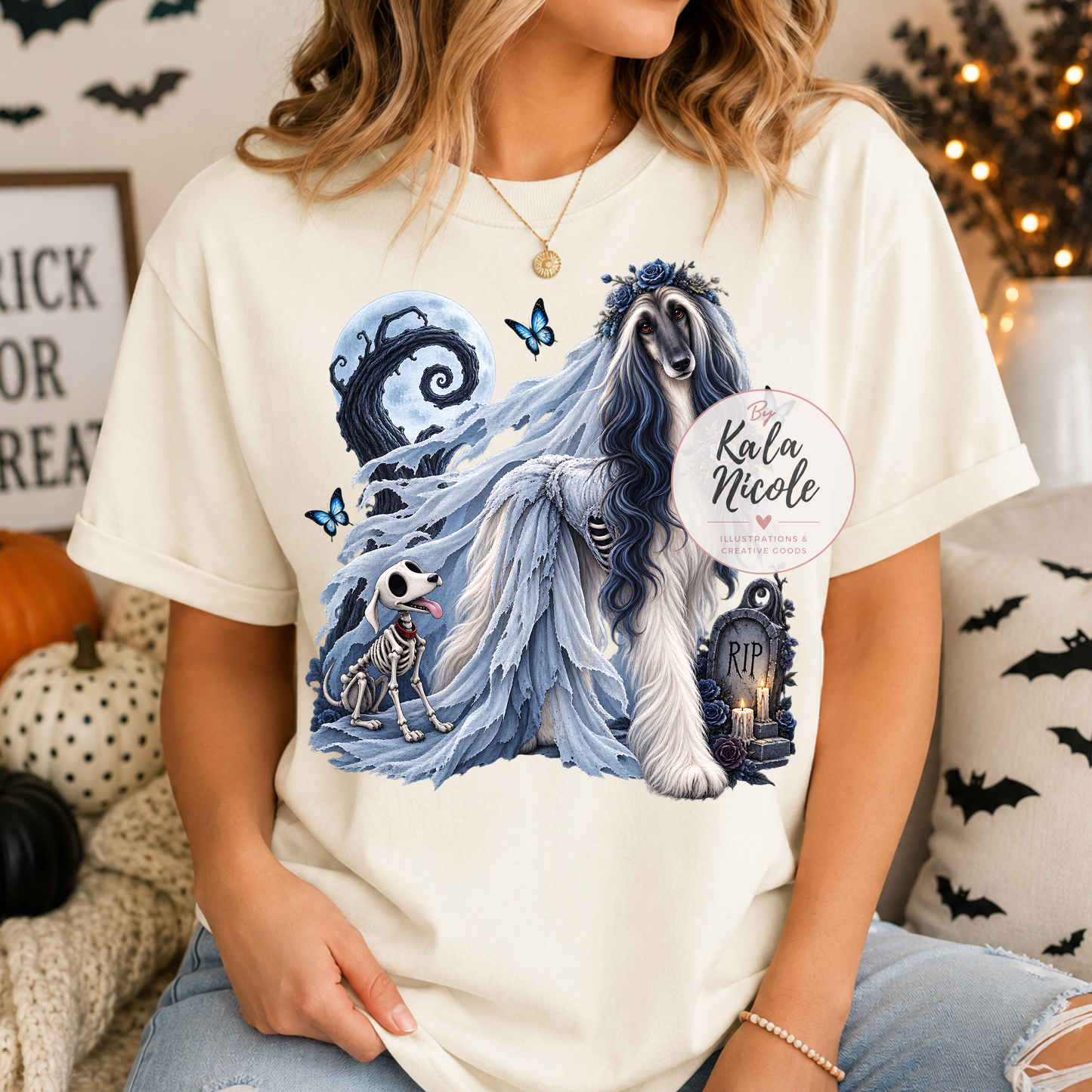 Afghan Hound Corpse Bride Halloween PNG Version 2