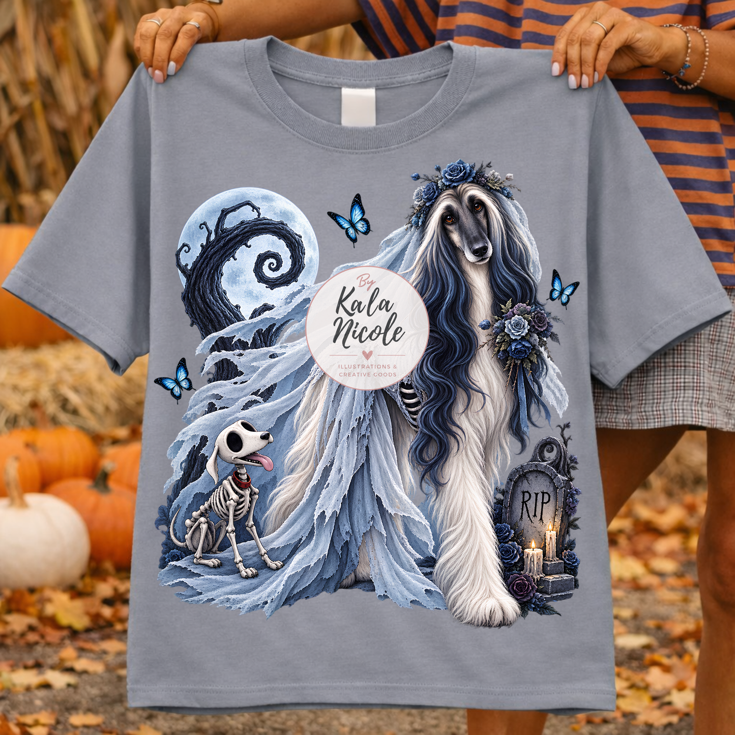 Afghan Hound Corpse Bride Halloween PNG Version 2