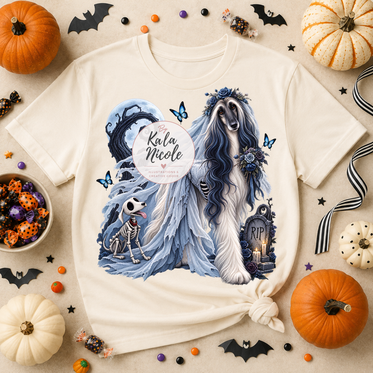 Afghan Hound Corpse Bride Halloween PNG Version 2