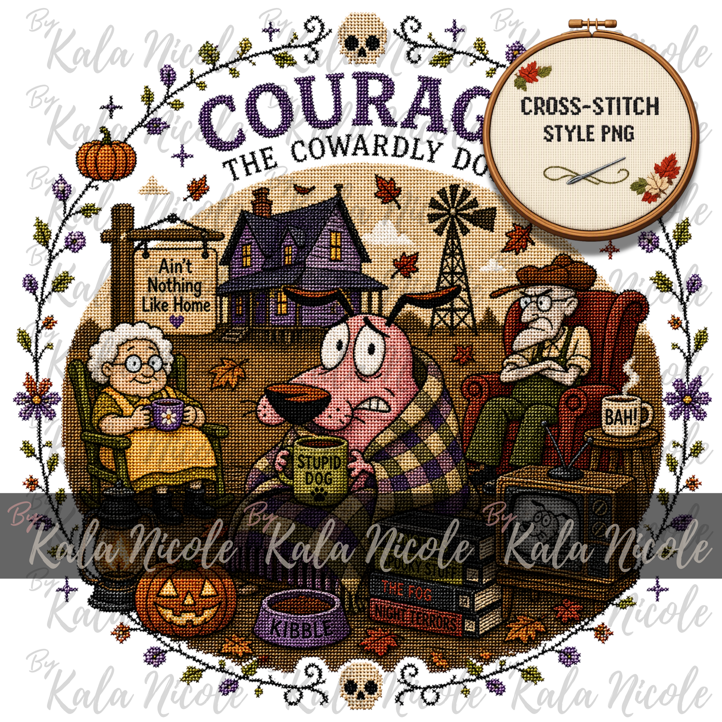 Courage the Cowardly Dog Cross-Stitch PNG | Fall Autumn