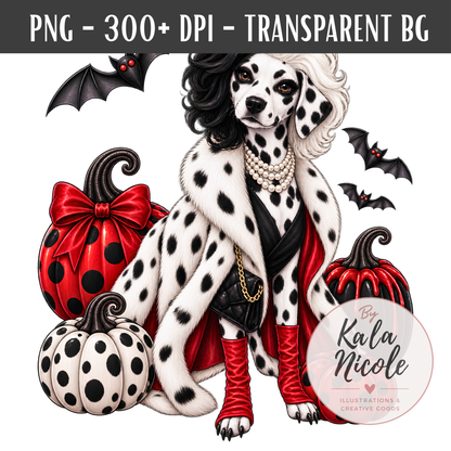 Dalmatian Cruella De Vil Halloween PNG