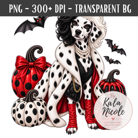 Dalmatian Cruella De Vil Halloween PNG