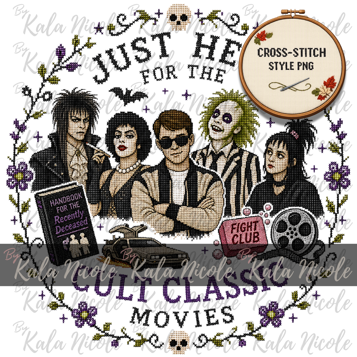 Just Here for the Movies Cross-Stitch PNG | Cult Classic