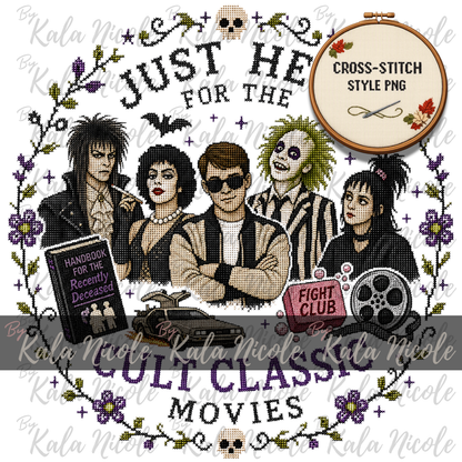 Just Here for the Movies Cross-Stitch PNG | Cult Classic