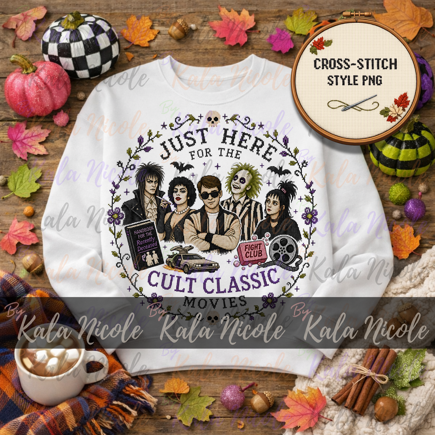 Just Here for the Movies Cross-Stitch PNG | Cult Classic