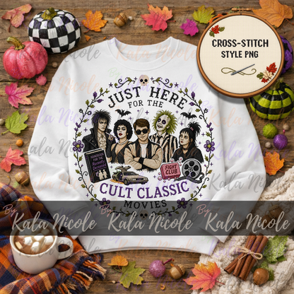Just Here for the Movies Cross-Stitch PNG | Cult Classic