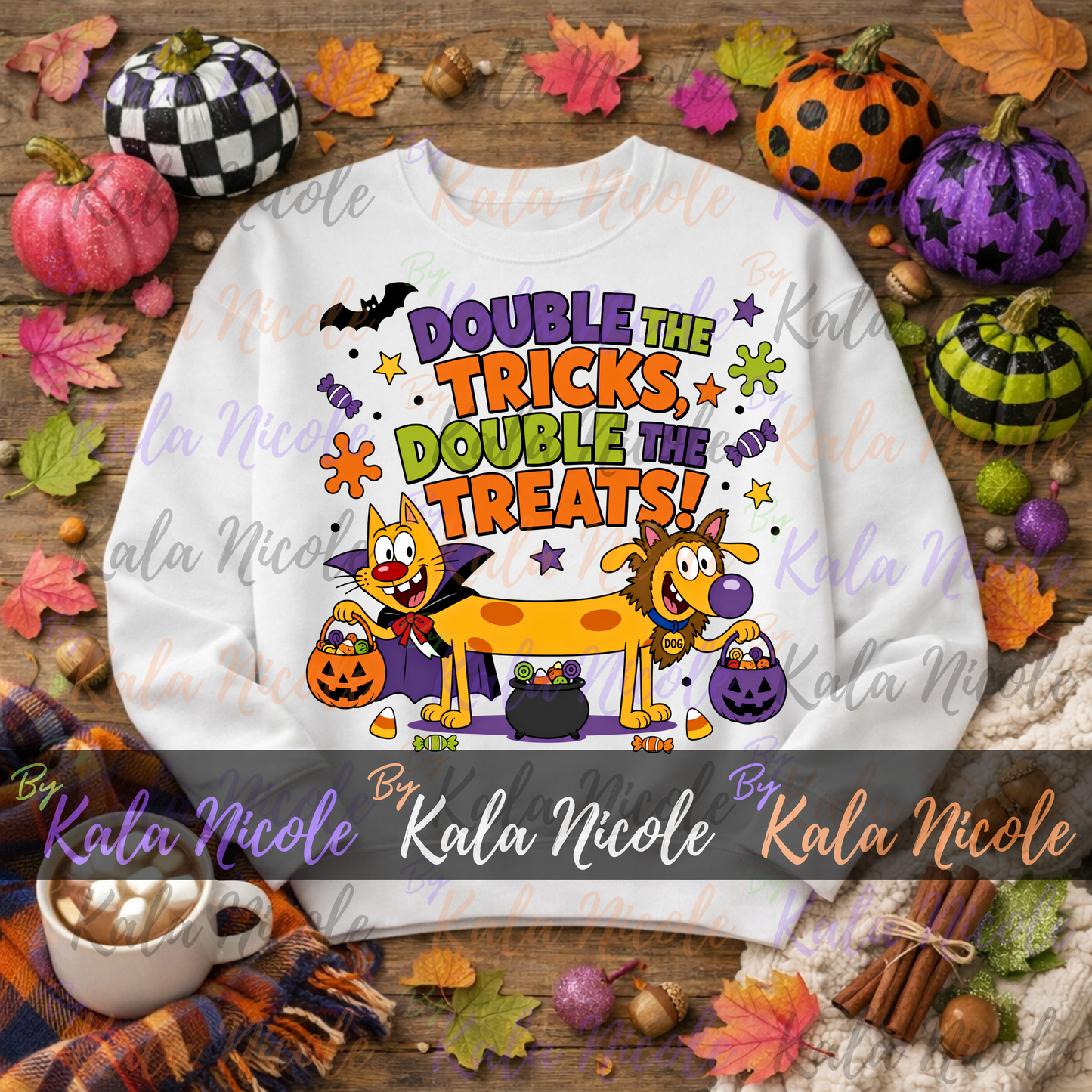 90s Cartoon Double the Treats Halloween PNG